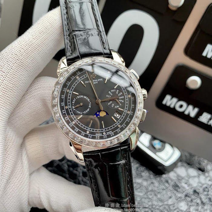 百達翡麗PATEK PHILPPE 2019新款 進口9100多功能機芯 超強防水 小牛皮錶帶 高端男士腕表  wssb3520